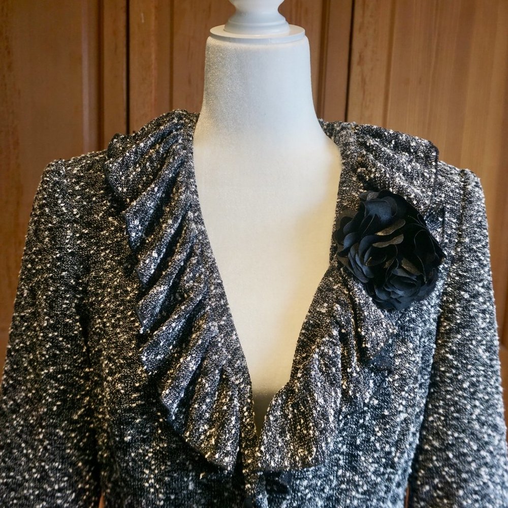 💚 CYNTHIA ROWLEY Speckled Flower Blazer Jacket (L) - Picture 4 of 13